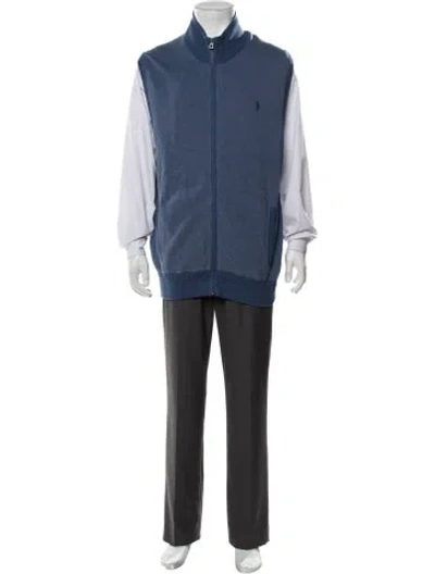 Pre-owned Polo Ralph Lauren Mock Neck Long Sleeve Cardigan In Blue