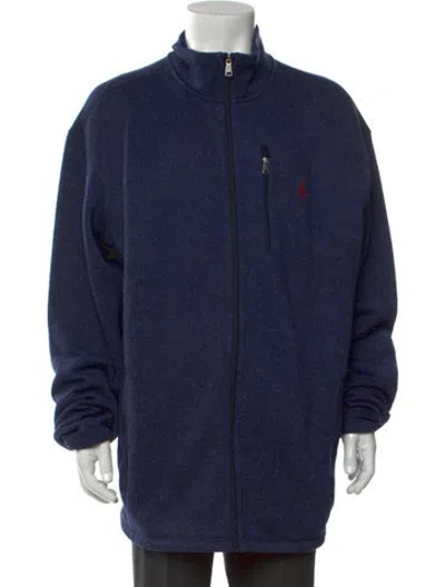Pre-owned Polo Ralph Lauren Mock Neck Long Sleeve Cardigan In Blue