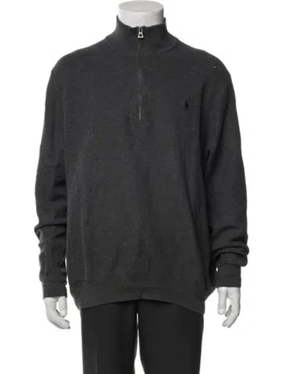 Pre-owned Polo Ralph Lauren Mock Neck Long Sleeve Cardigan In Gray