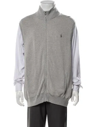 Pre-owned Polo Ralph Lauren Mock Neck Long Sleeve Cardigan In Grey