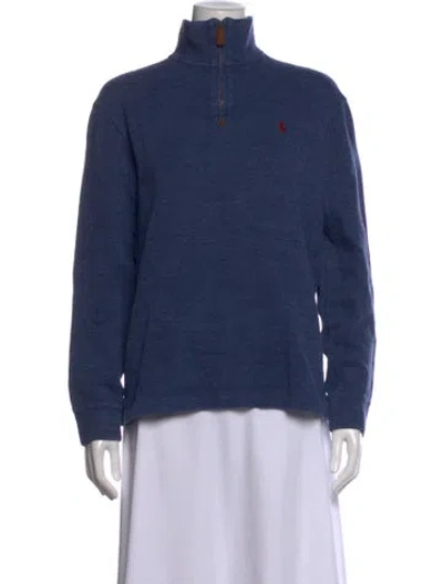 Pre-owned Polo Ralph Lauren Mock Neck Long Sleeve Polo In Blue