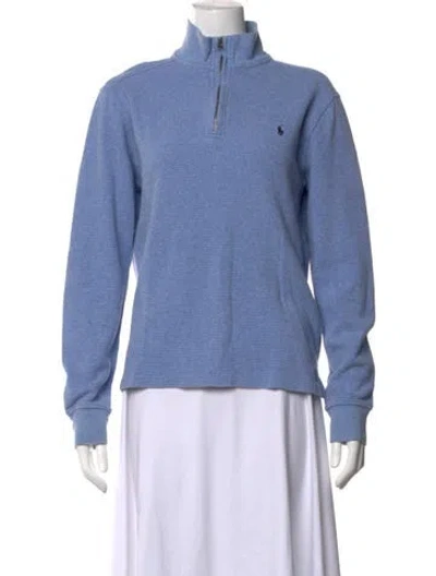 Pre-owned Polo Ralph Lauren Mock Neck Long Sleeve Polo In Blue