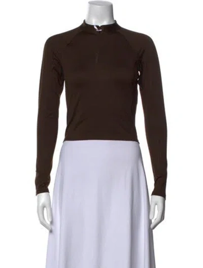 Pre-owned Polo Ralph Lauren Mock Neck Long Sleeve Polo In Brown