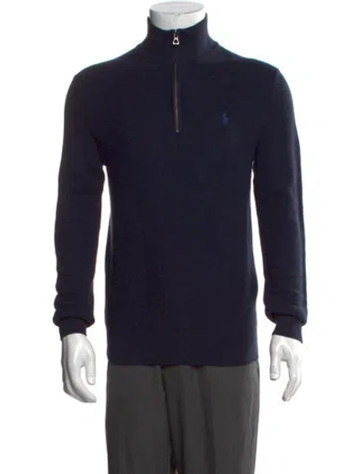 Pre-owned Polo Ralph Lauren Mock Neck Long Sleeve Polo Sweater In Black/blue