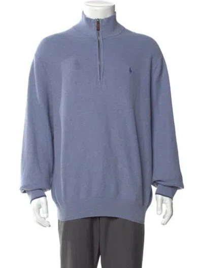 Pre-owned Polo Ralph Lauren Mock Neck Long Sleeve Polo Sweater In Blue