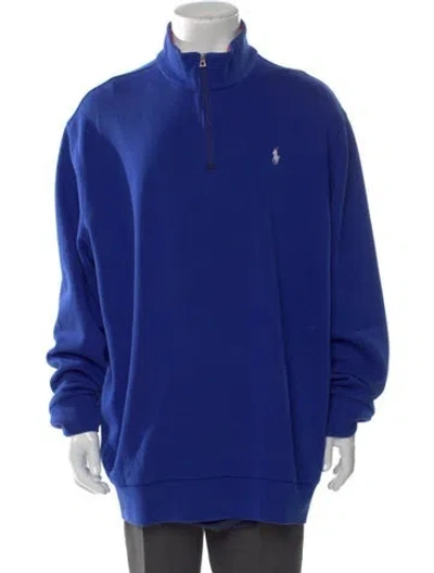 Pre-owned Polo Ralph Lauren Mock Neck Long Sleeve Polo Sweater In Blue