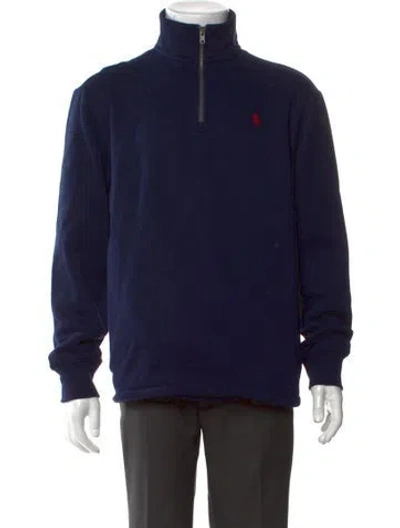 Pre-owned Polo Ralph Lauren Mock Neck Long Sleeve Polo Sweater In Blue