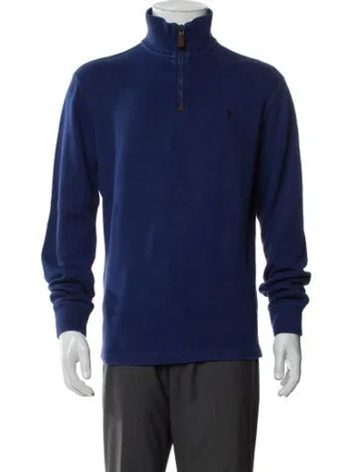 Pre-owned Polo Ralph Lauren Mock Neck Long Sleeve Polo Sweater In Blue
