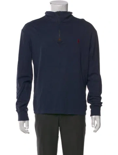 Pre-owned Polo Ralph Lauren Mock Neck Long Sleeve Polo Sweater In Blue