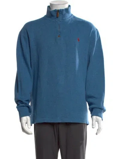 Pre-owned Polo Ralph Lauren Mock Neck Long Sleeve Polo Sweater In Blue