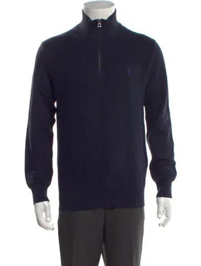 Pre-owned Polo Ralph Lauren Mock Neck Long Sleeve Polo Sweater In Blue