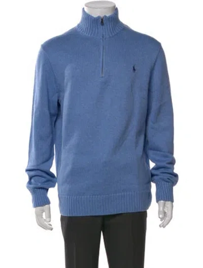 Pre-owned Polo Ralph Lauren Mock Neck Long Sleeve Polo Sweater In Blue