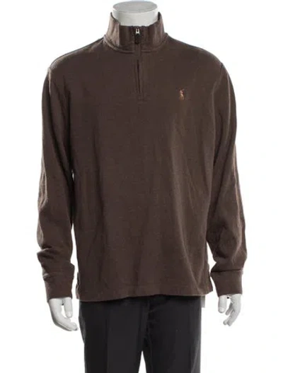 Pre-owned Polo Ralph Lauren Mock Neck Long Sleeve Polo Sweater In Brown