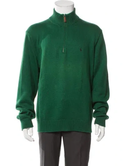 Pre-owned Polo Ralph Lauren Mock Neck Long Sleeve Polo Sweater In Green
