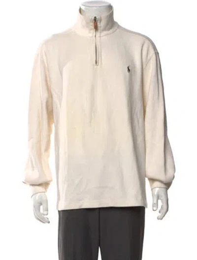 Pre-owned Polo Ralph Lauren Mock Neck Long Sleeve Polo Sweater In Neutrals