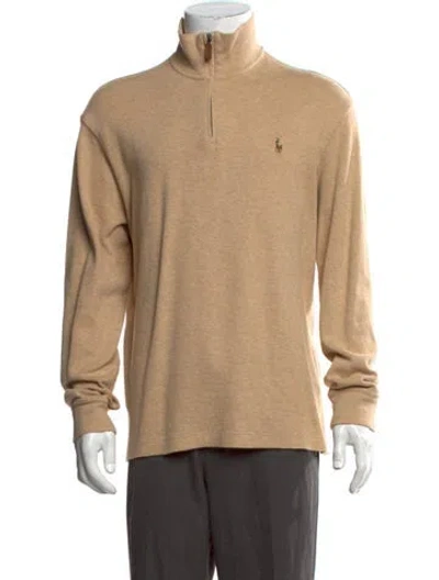 Pre-owned Polo Ralph Lauren Mock Neck Long Sleeve Polo Sweater In Neutrals