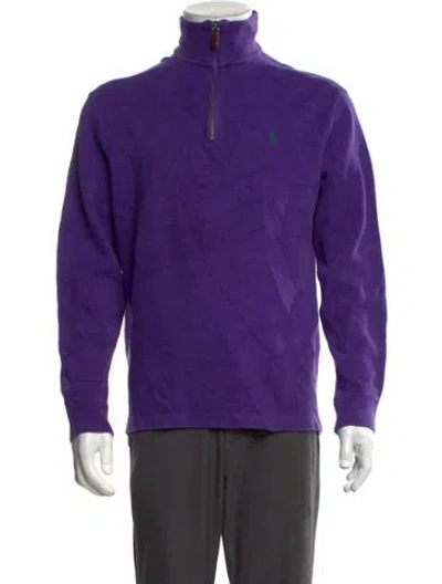 Pre-owned Polo Ralph Lauren Mock Neck Long Sleeve Polo Sweater In Purple