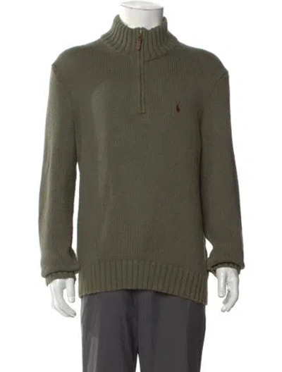 Pre-owned Polo Ralph Lauren Mock Neck Long Sleeve Pullover In Green