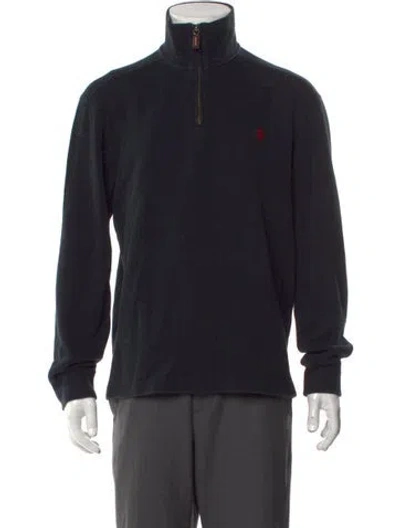 Pre-owned Polo Ralph Lauren Mock Neck Long Sleeve Sweatshirt In Black