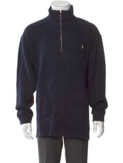 Pre-owned Polo Ralph Lauren Mock Neck Long Sleeve Sweatshirt In Blue