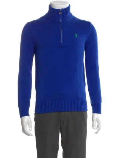 Pre-owned Polo Ralph Lauren Mock Neck Long Sleeve Sweatshirt In Blue