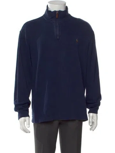 Pre-owned Polo Ralph Lauren Mock Neck Long Sleeve Sweatshirt In Blue