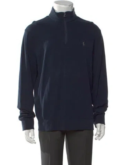 Pre-owned Polo Ralph Lauren Mock Neck Long Sleeve Sweatshirt In Blue