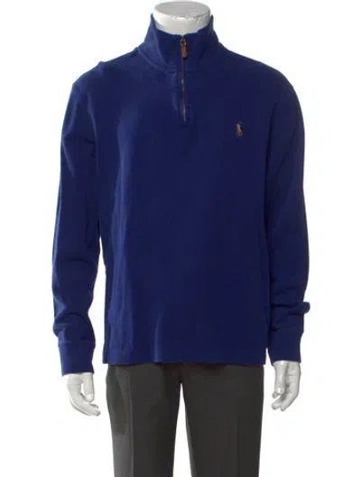 Pre-owned Polo Ralph Lauren Mock Neck Long Sleeve Sweatshirt In Blue