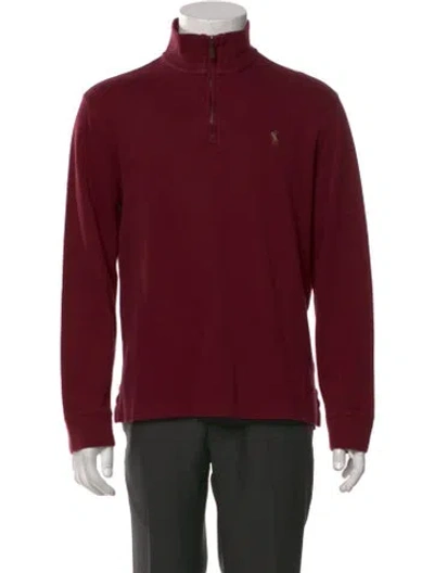 Pre-owned Polo Ralph Lauren Mock Neck Long Sleeve Sweatshirt In Burgundy