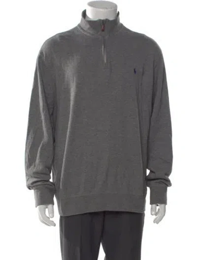 Pre-owned Polo Ralph Lauren Mock Neck Long Sleeve Sweatshirt In Gray
