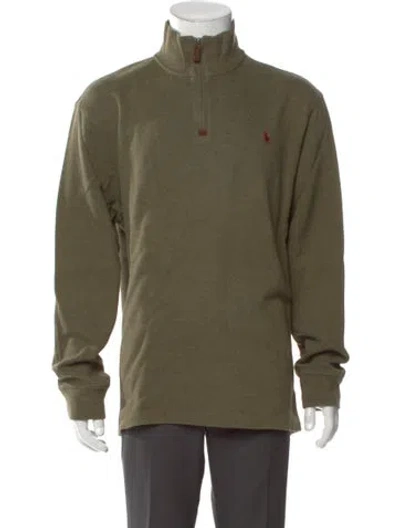 Pre-owned Polo Ralph Lauren Mock Neck Long Sleeve Sweatshirt In Green