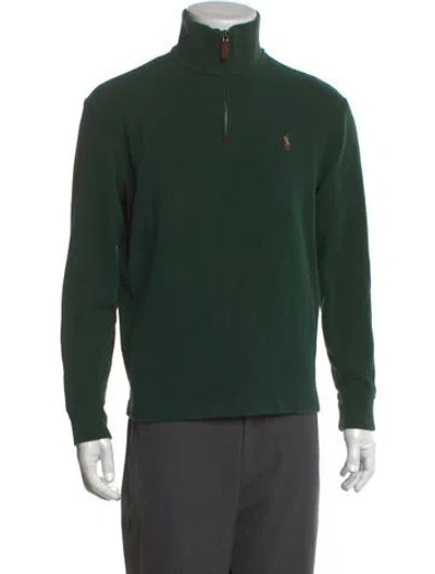 Pre-owned Polo Ralph Lauren Mock Neck Long Sleeve Sweatshirt In Green