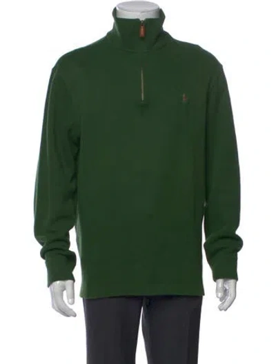 Pre-owned Polo Ralph Lauren Mock Neck Long Sleeve Sweatshirt In Green