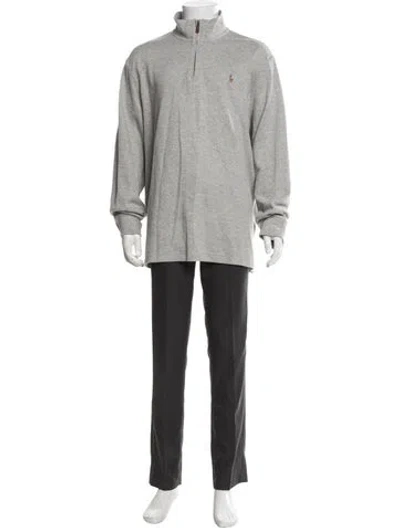 Pre-owned Polo Ralph Lauren Mock Neck Long Sleeve Sweatshirt In Grey