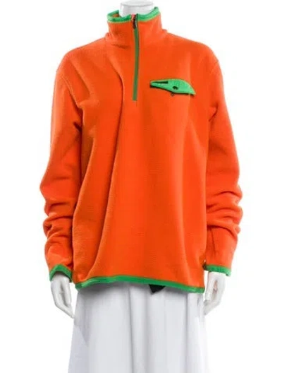 Pre-owned Polo Ralph Lauren Mock Neck Long Sleeve Sweatshirt In Orange