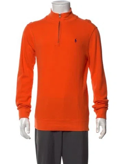 Pre-owned Polo Ralph Lauren Mock Neck Long Sleeve Sweatshirt In Orange