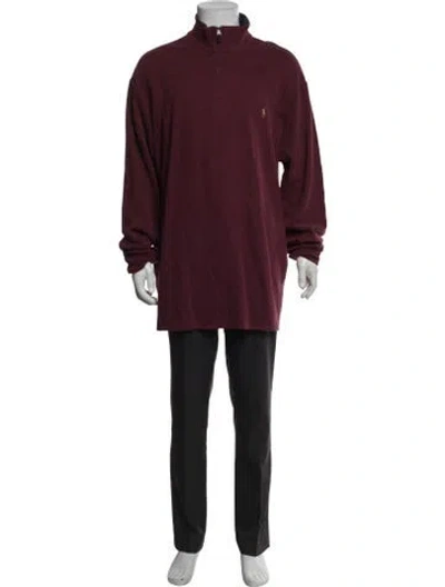 Pre-owned Polo Ralph Lauren Mock Neck Long Sleeve Sweatshirt In Red