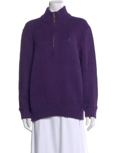 Pre-owned Polo Ralph Lauren Mock Neck Sweater In Purple