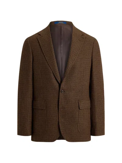 Polo Ralph Lauren Checked Wool-blend Blazer In Brown