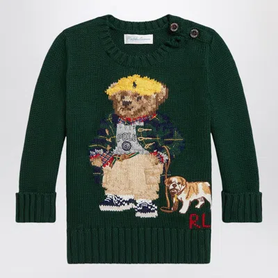 Polo Ralph Lauren Moss Green Cotton Polo Bear Sweater