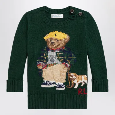 Polo Ralph Lauren Moss Green Cotton Polo Bear Sweater