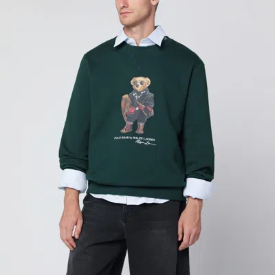 Polo Ralph Lauren Moss Green Polo Bear Sweatshirt In Multi