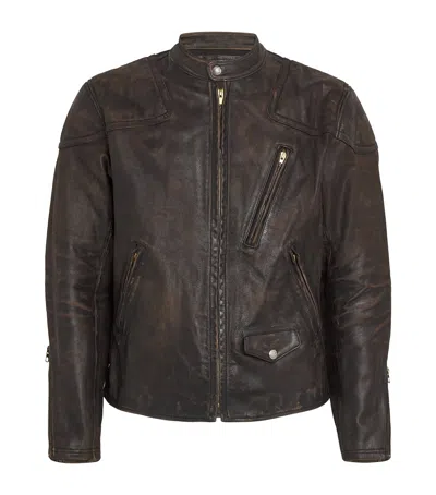 Polo Ralph Lauren Moto Slim-fit Leather Jacket In Black