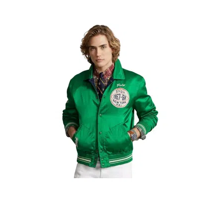 Pre-owned Polo Ralph Lauren Mrsp $698.98  Varsity Letterman Jacket Reversible In Green
