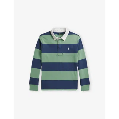 Polo Ralph Lauren Kids' Multi Boys' Striped Logo-embroidered Cotton Rugby Shirt In Animal Print