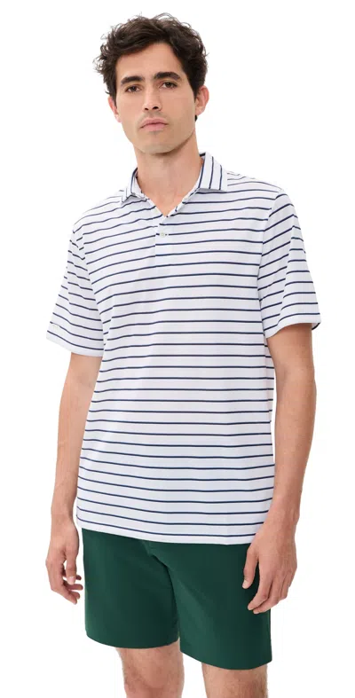Polo Ralph Lauren Multi Stripe Tour Pique Polo Ceramic White Multi In Blue