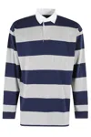Polo Ralph Lauren Multicolor Polo Shirt With Classic Collar And All-over Striped Motif In Cotton Man In Blue