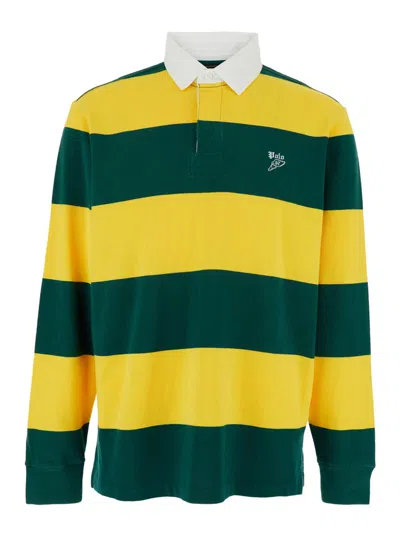 Polo Ralph Lauren Multicolor Polo Shirt With Logo Embroidery On The Front And All-over Striped Motif In Cotton Man In Green
