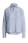 Polo Ralph Lauren Multicolor Striped Linen Shirt With Button-down Front In Blue