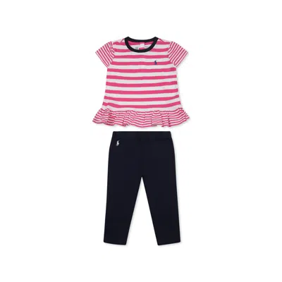 POLO RALPH LAUREN MULTICOLOR SUIT FOR BABY GIRL WITH HORSE
